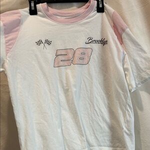 Hollister White and Pink Graphic Tee